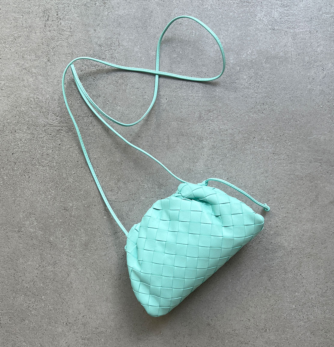 Luxury Leather Pouch 20 Intrecciato in Celadon Green - Perfect for Travel, Cosmetics & Everyday Essentials | Premium Handmade Italian Design