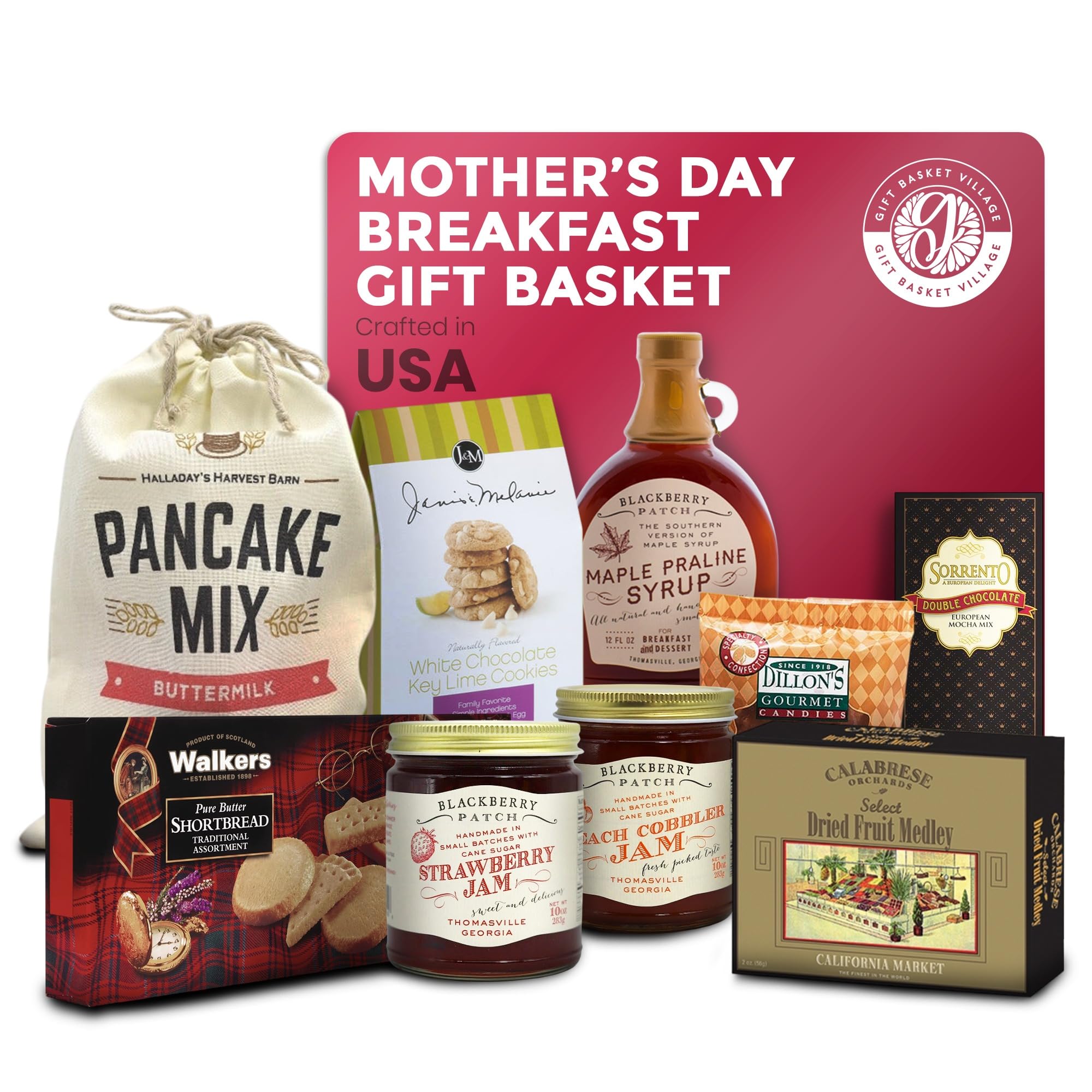 Gourmet Mother's Day Breakfast Gift Basket - Deluxe Pancake Mix, Jam, Syrup & Snacks Set - Unique Birthday, Holiday & Spa Gift Box for Women - Elegant Present for Mom, Wife, Grandma | Perfect for Mother's Day, Anniversary & Special Occasions