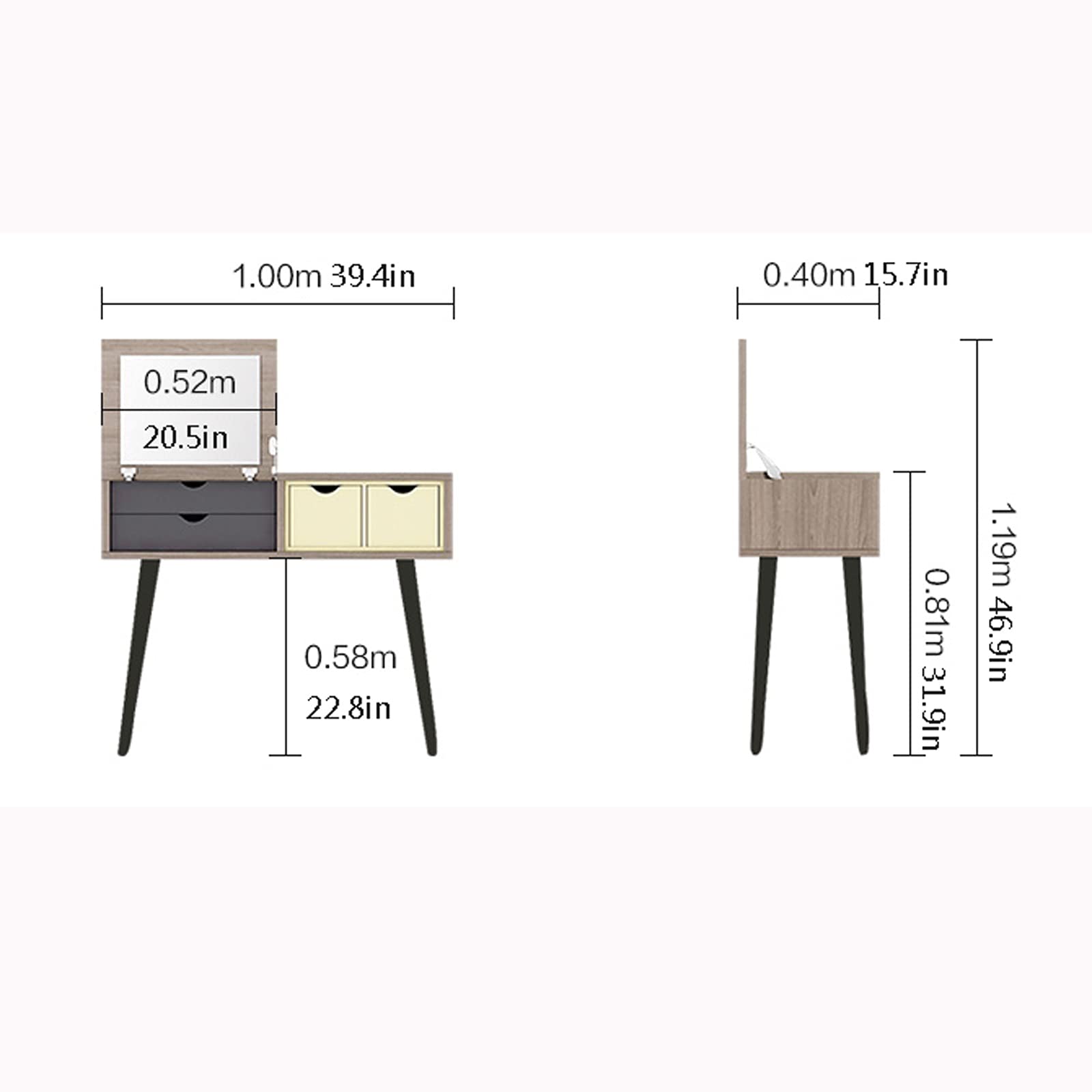 Elegant Vanity Table with Flip Top Mirror, 3 Drawers & Makeup Organizer - Multifunctional Dressing Desk for Women & Girls - Perfect for Bedroom, Boudoir & Gift Giving