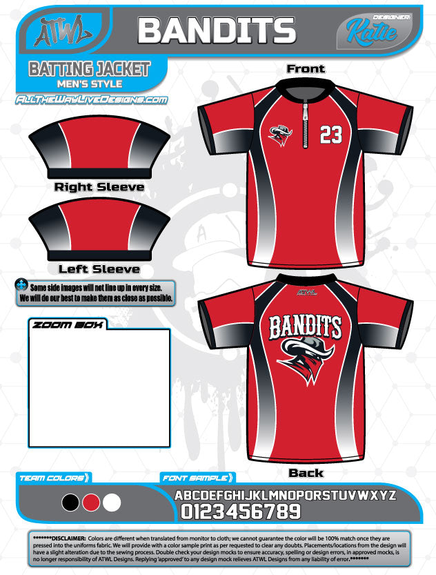 Bandits Baseball 11U Full Dye Batting Jacket for Youth - Lightweight & Breathable Practice Jacket - Perfect for Baseball Training, Games & Cool Weather Play
