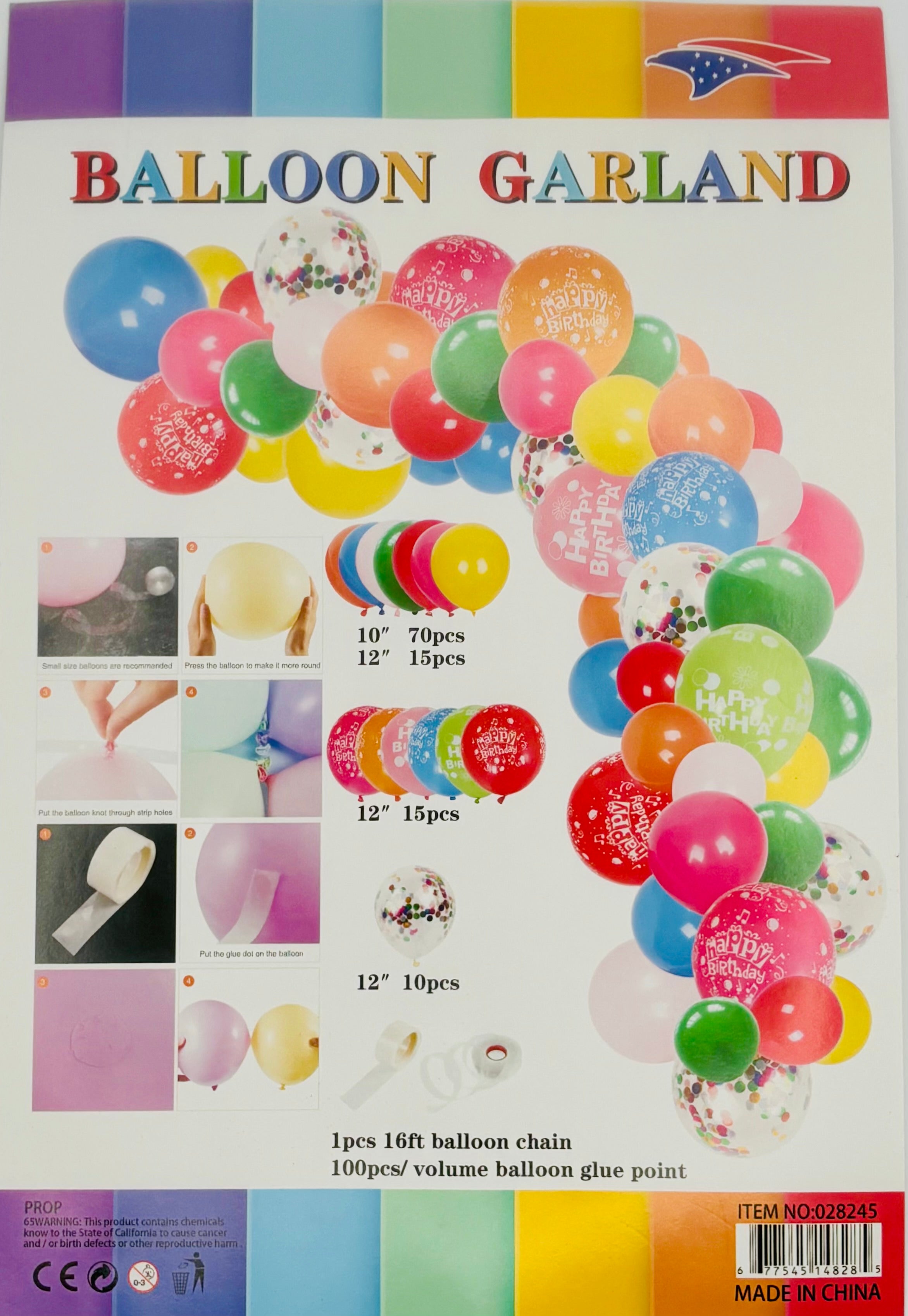 Happy Birthday Balloon Garland Kit - 1 Count for Party Decorations, Baby Showers & Celebrations