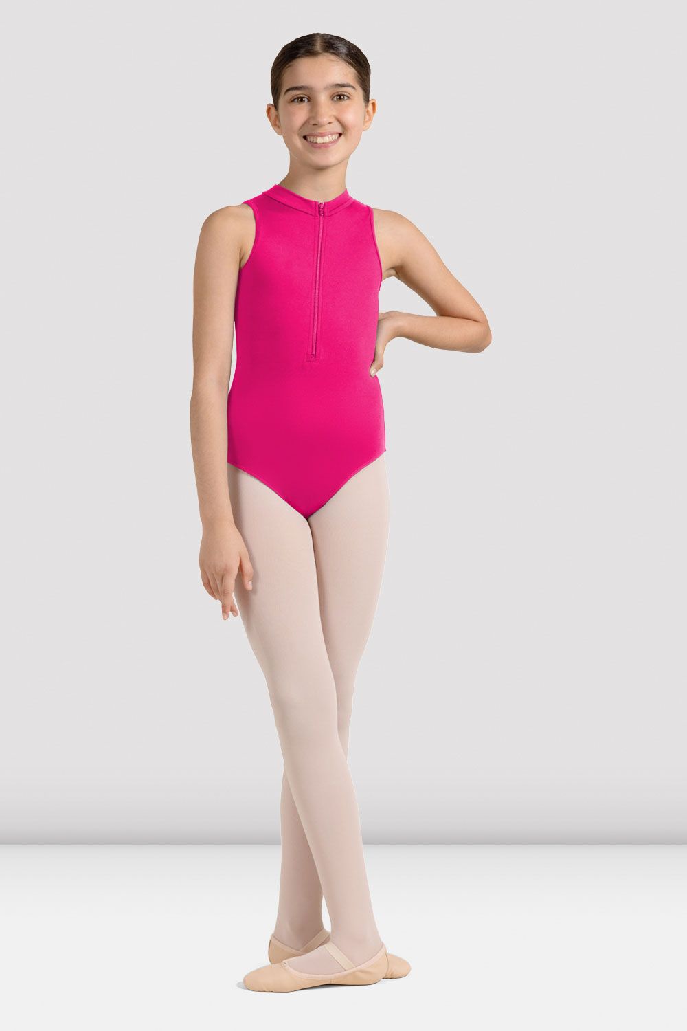 Girls Mirella Miami Zip Front Leotard - Ballet Dance Gymnastics Leotard for Kids with Front Zipper - Perfect for Dance Class, Gymnastics Practice & Performance