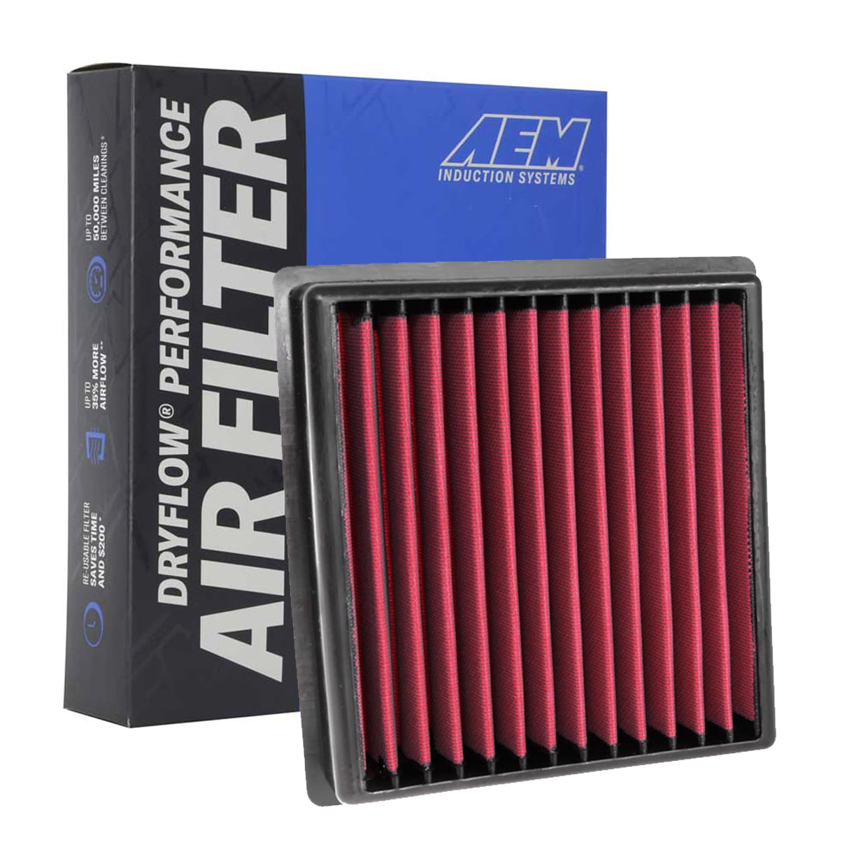 AEM 28-50092 Dryflow Washable High-Performance Air Filter - Reusable & Eco-Friendly for Cars, Trucks & Off-Road Vehicles - Perfect for Racing, Daily Driving & Extreme Conditions