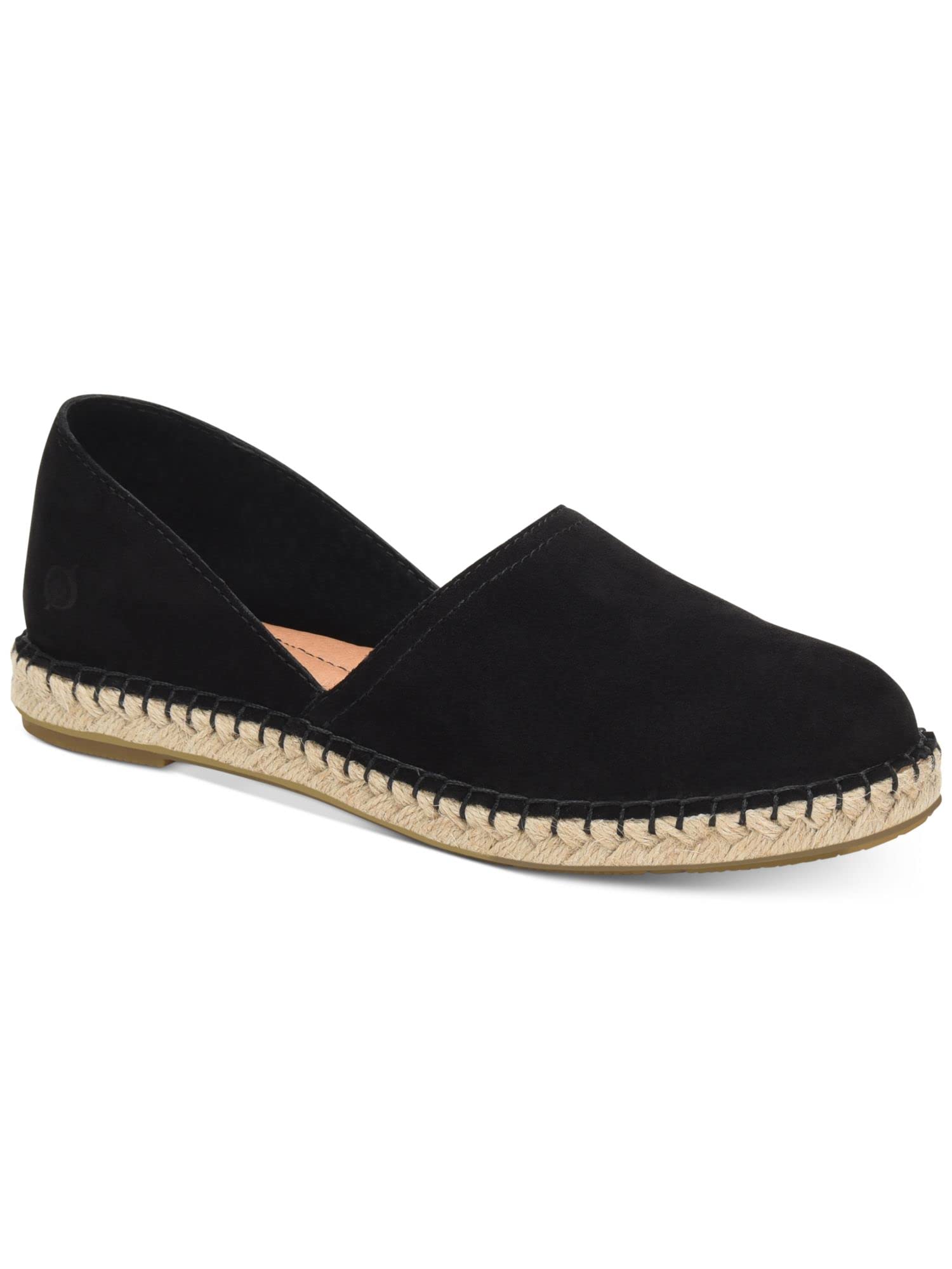 BORN Women's Stitch Suede Slip-On Loafers - Comfortable Black Loafers for Women Size 7 Medium (B,M) - Perfect for Office, Travel & Casual Wear