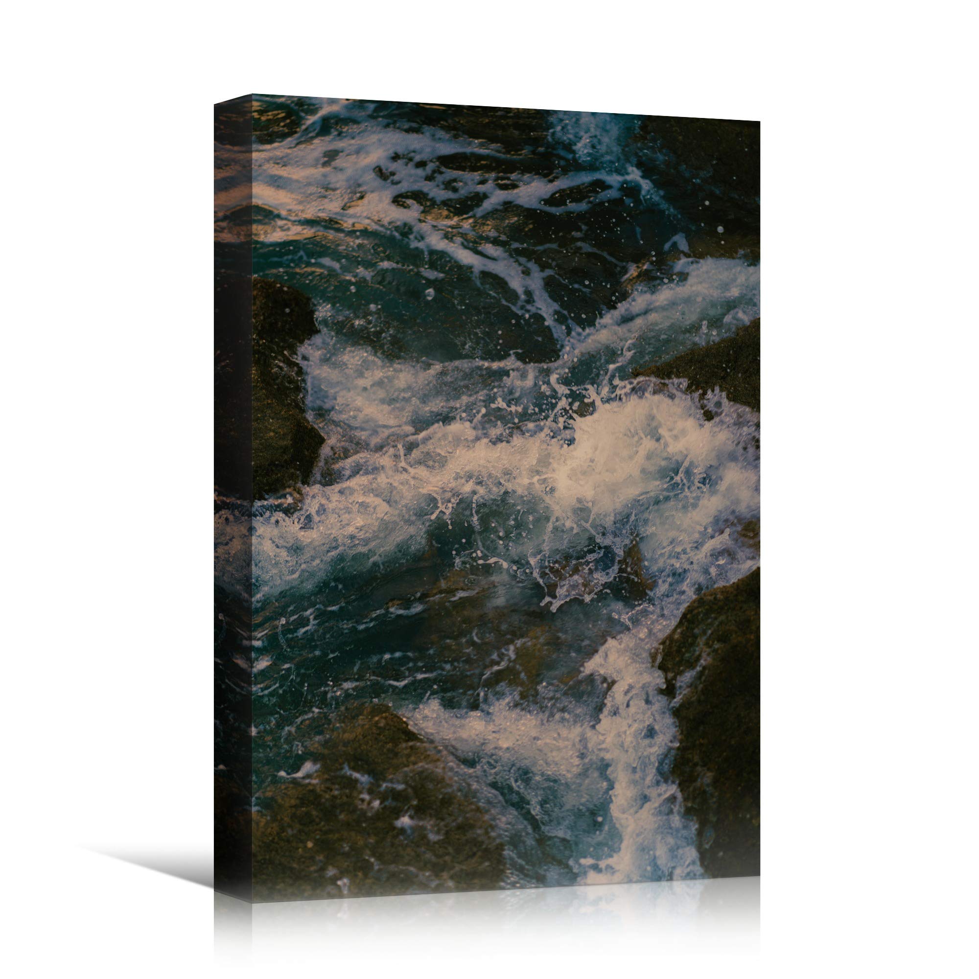 Coastal Beach Wave Canvas Wall Art - 32x48 Inch Blue Ocean Photography for Relaxing Home & Office Decor | Perfect for Living Room, Bedroom or Beach House
