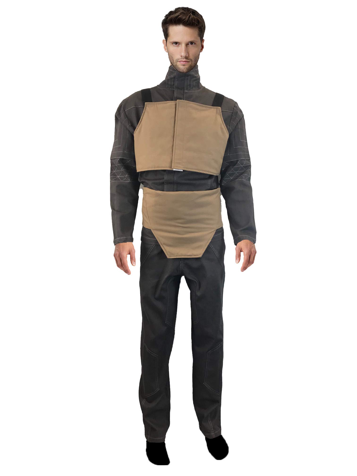 Star Wars Mandalorian Costume Set - Mando Shirt, Pants, Vest & Waist Sash in Grey | Perfect for Cosplay, Halloween & Comic Con