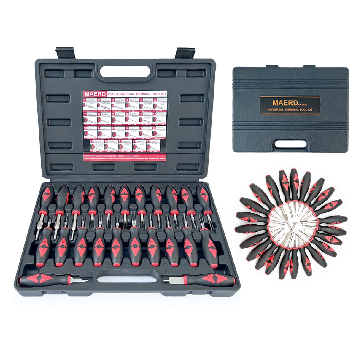 Maerd 23-Piece Universal Vehicle Terminal Removal Tool Kit - Automotive Pin & Depinning Tool Set with Carrying Case | Ideal for Car Repairs, Electrical Work & DIY Auto Maintenance