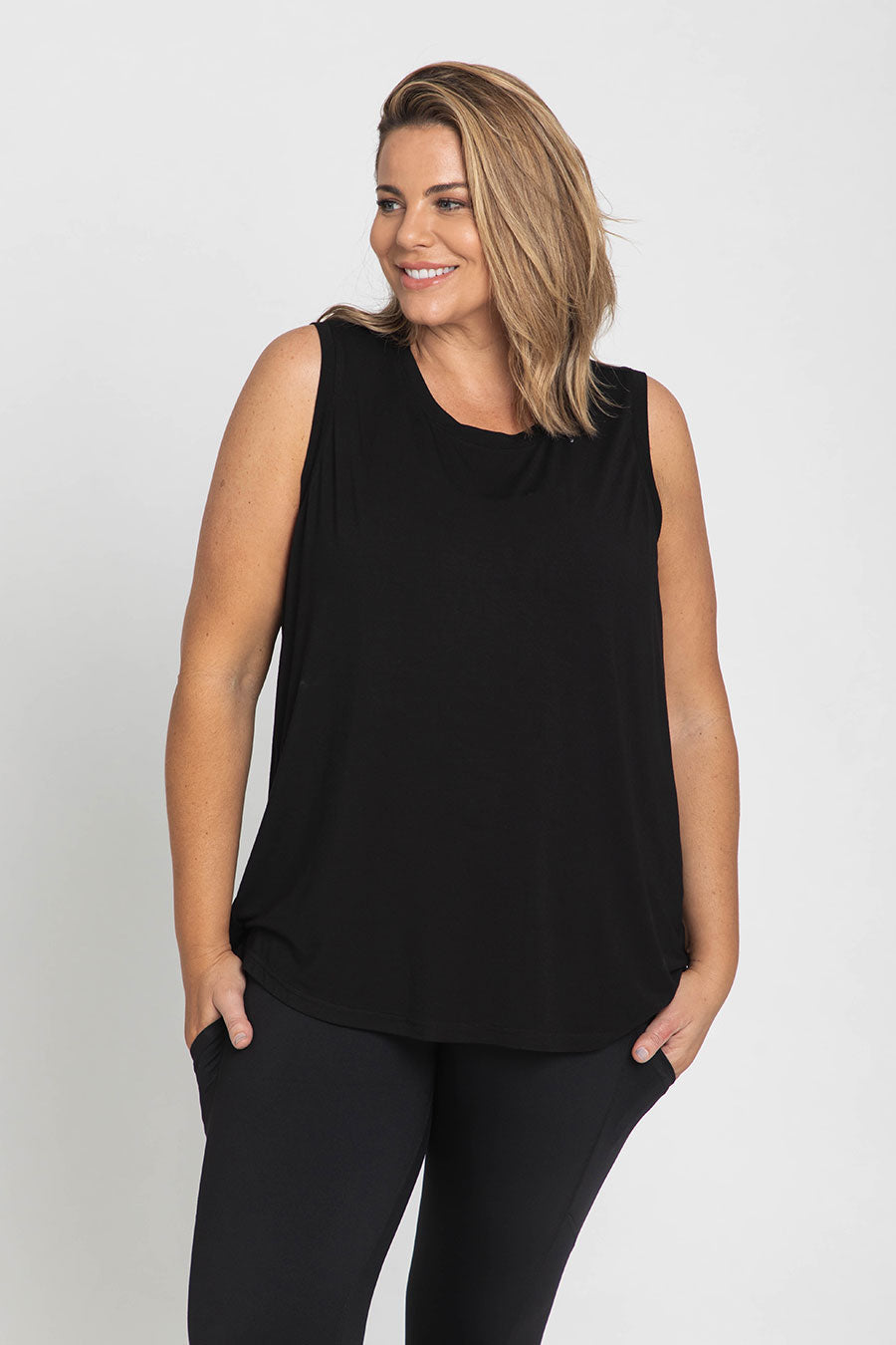 Classic Black Bamboo Tank Top for Women - Soft Breathable Casual Shirt - Perfect for Summer, Yoga, and Everyday Wear