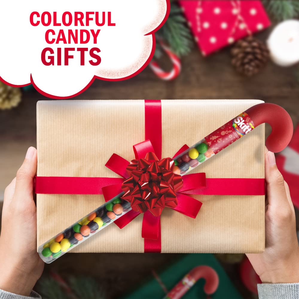 Skittles Original Christmas Chewy Candy Cane Gift - 2.6 oz Pack - Festive Holiday Treats for Stocking Stuffers & Party Favors