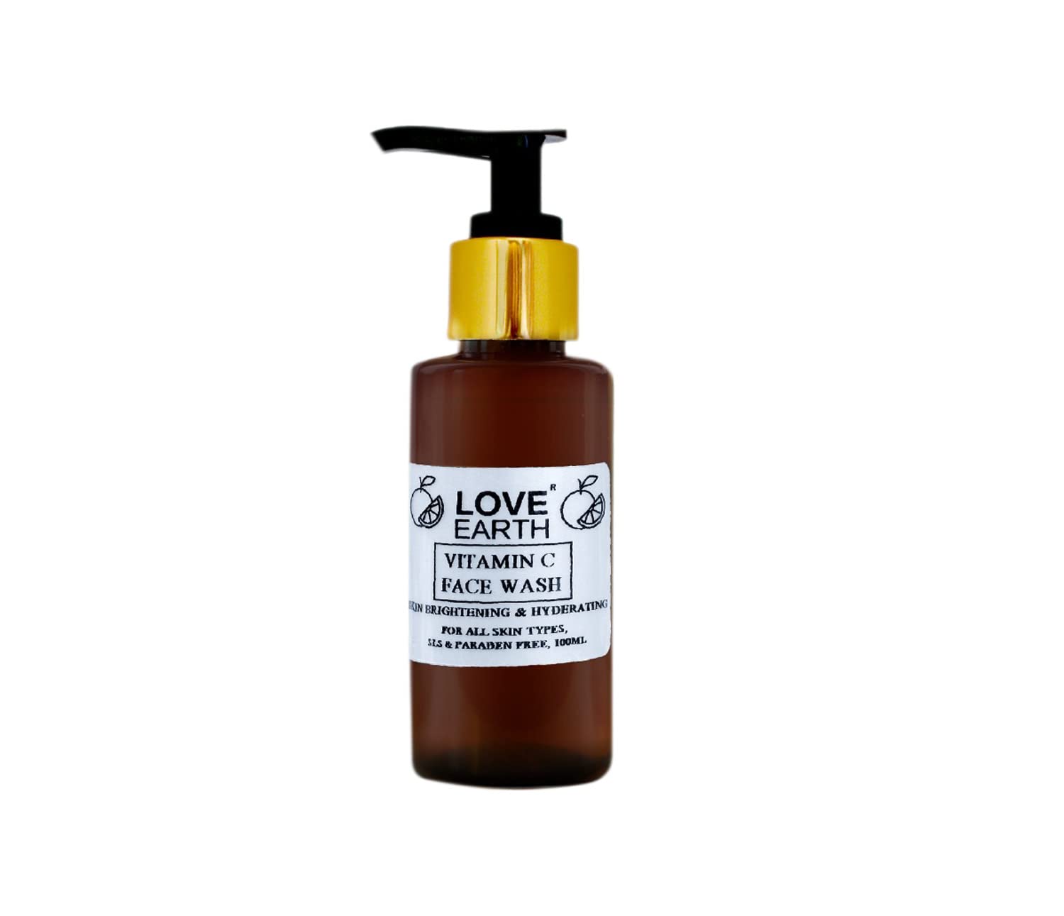 Love Earth Vitamin C Face Wash with Pure Vitamin C, Ashwagandha & Aloe Vera - Hydrating & Brightening Cleanser for All Skin Types (100ml) | Daily Skincare Routine for Glowing Complexion