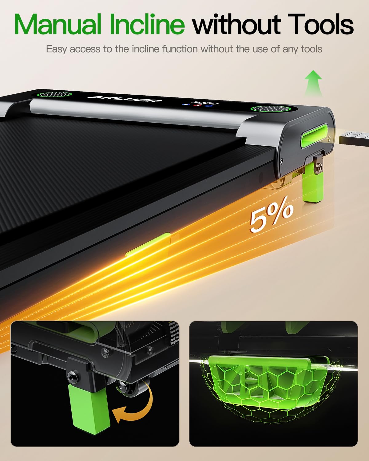 Akluer Incline Walking Pad Treadmill for Home - 2.5HP Under Desk Treadmill with Remote Control & LED Display - Compact Space-Saving Design for Home Office, Apartment Workouts & Indoor Fitness