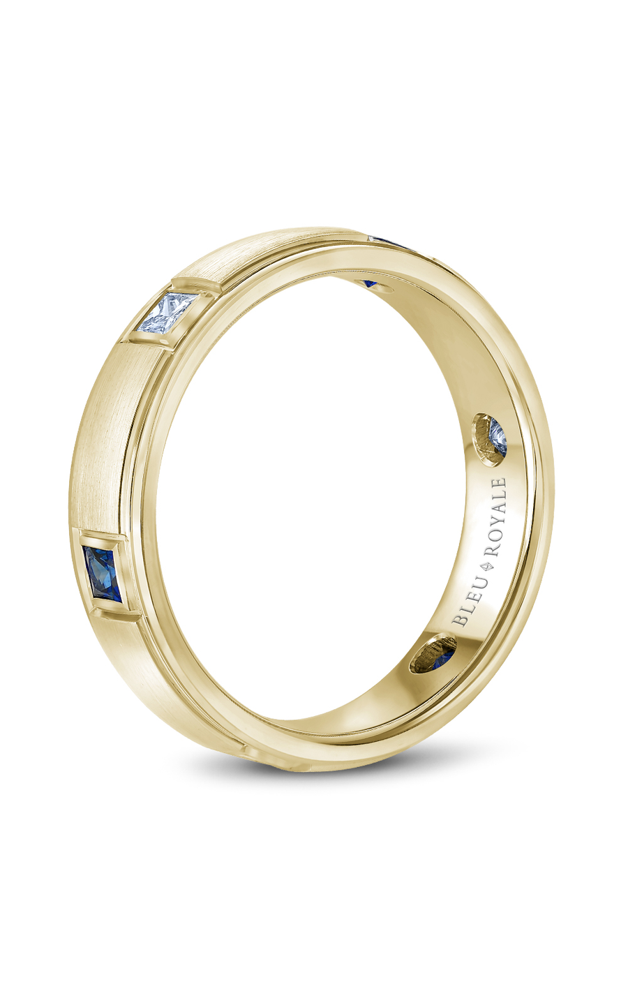 Bleu Royale Men's Wedding Band Ring - 14K Yellow Gold Plated Stainless Steel - RYL 016YDS55 - Perfect for Engagement, Anniversary & Special Occasions