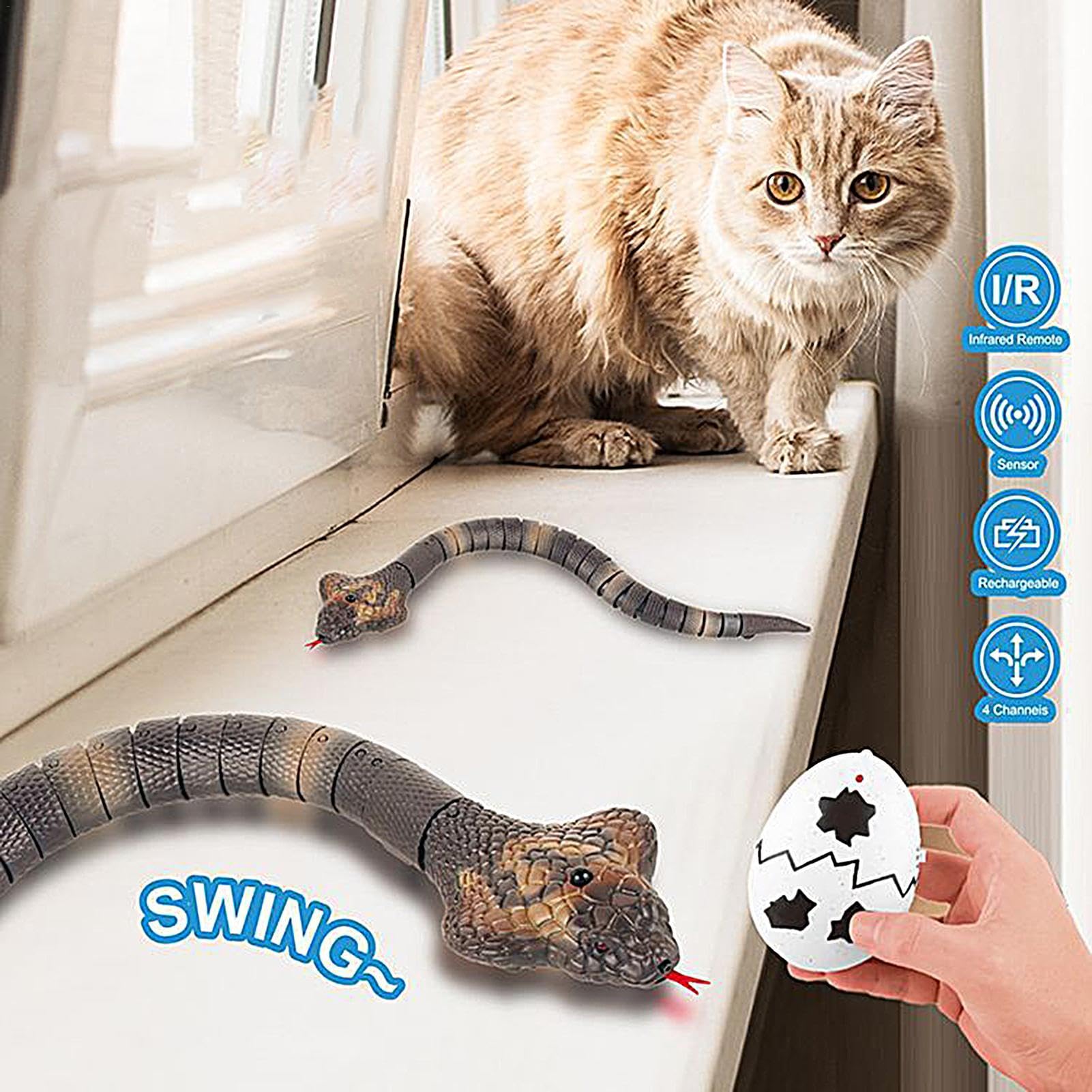 Remote Control Electric Snake Toy - Smart RC Animal Toy with Dual Sensor & Obstacle Avoidance for Kids & Adults - Perfect for Halloween Pranks, Pet Training & Interactive Play