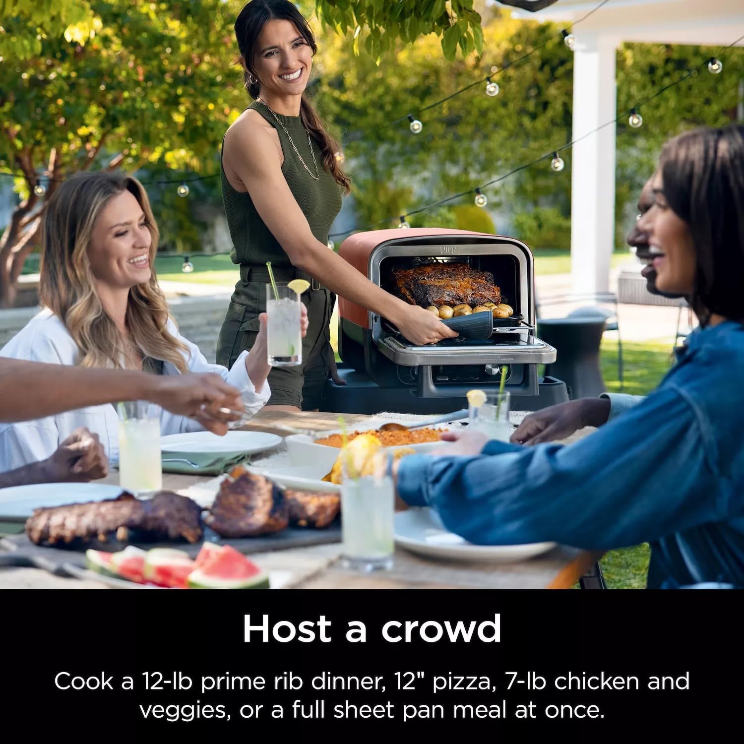 Ninja Woodfire Outdoor Pizza Oven - 8-in-1 Portable Electric Roaster & BBQ Smoker with 700°F Heating, 5 Artisan Pizza Settings, Includes Flavored Wood Pellets (Pine Green, Renewed) - Perfect for Backyard Parties, Camping & Outdoor Cooking