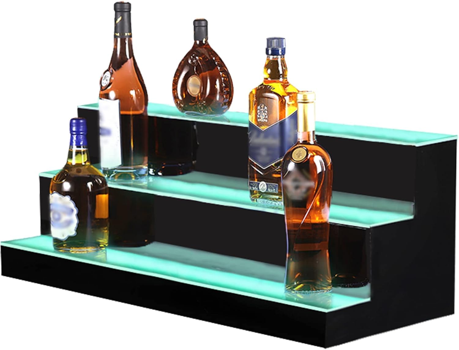 3-Tier 24 Inch LED Detachable Lighted Liquor Bottle Display Shelf - Adjustable Bar Shelf with Remote Control & USB Power Bank - Perfect for Commercial Bars, Restaurants, and Home Entertainment Areas