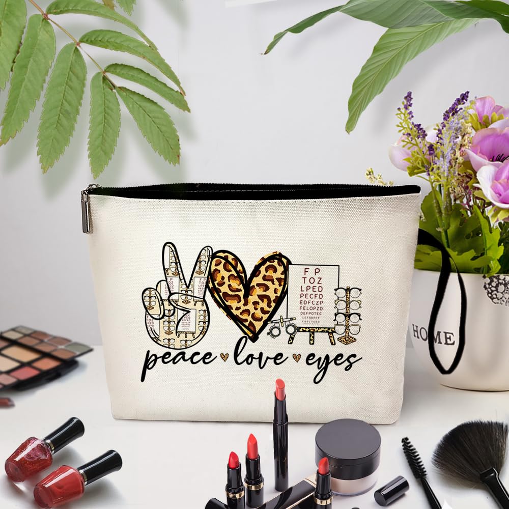 ZHANTUONE Peace Love Eyes Cosmetic Bag - Perfect Eye Doctor & Optometrist Gift for Graduation, Vision Care Professionals & Students - Ideal for Daily Use, Travel & Work Accessories