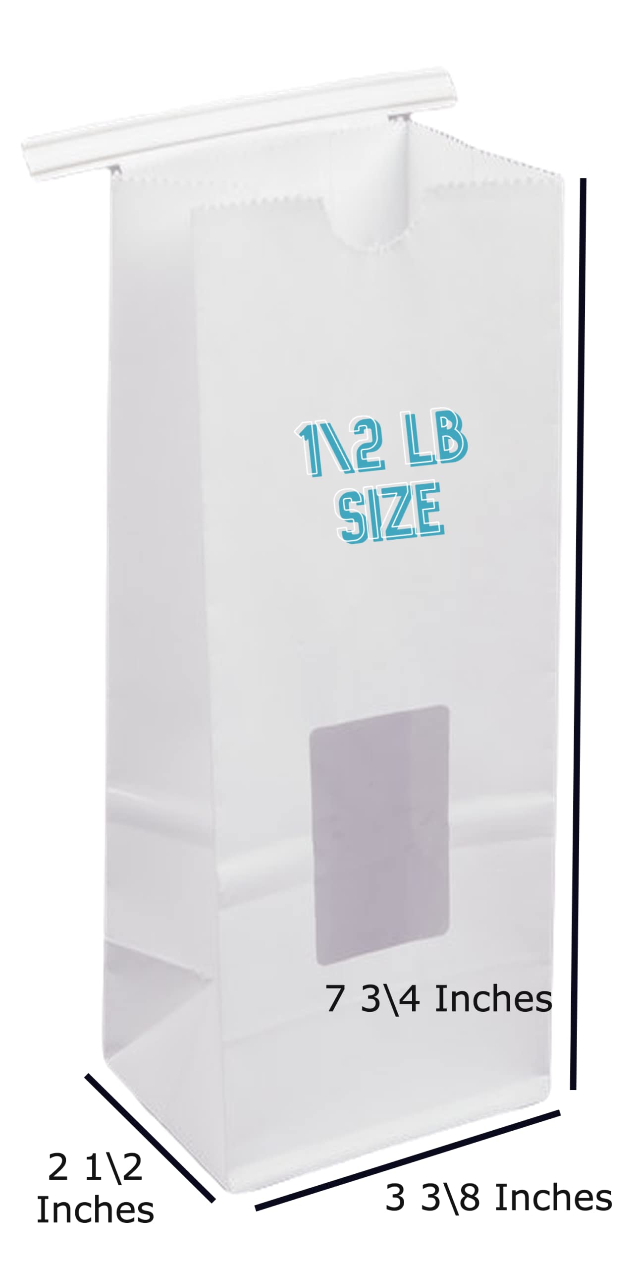 Premium 1/2 LB White Paper Bakery Bags with Square Window & Tin Tie Lock - 25 Pack for Cookies, Coffee, Pastries & Baked Goods - Ideal for Home Bakeries, Cafes & Gift Packaging