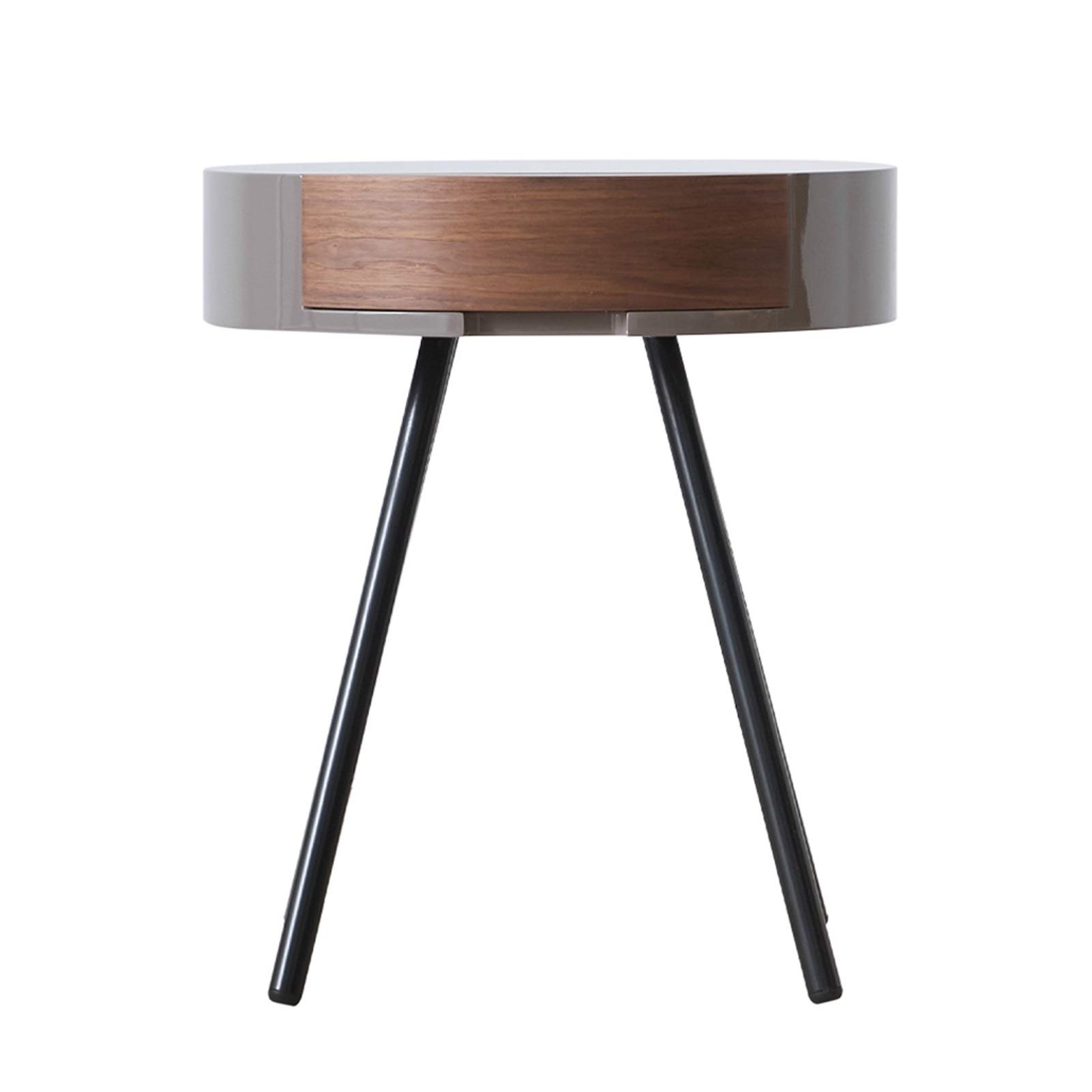 Nordic Round Bedside Table Nightstand with Drawer & 4 Wooden Legs - Modern End Table for Bedroom, Living Room & Office - Compact Side Table for Small Spaces & Apartment Decor