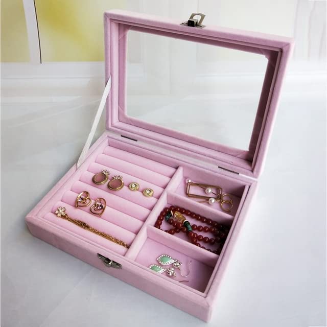 Stylish Velvet Jewelry Organizer Box - Portable Ring & Earring Display Case with Tray for Storage & Showcase | Perfect for Travel, Home Decor & Jewelry Business