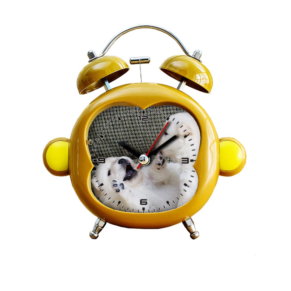 GIRLSIGHT1 Kids Silent Alarm Clock - Monkey Design, Twin Bell, Mute Function, Quartz Analog Bedside & Desk Clock with Night Light for Children's Room | Perfect for Bedtime, Morning Wake-Up & Gentle Sleep Training