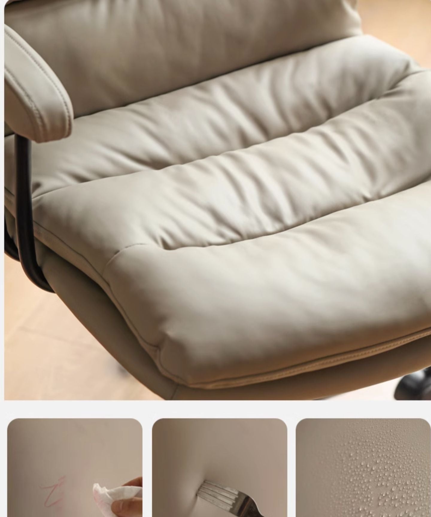 Premium Organic Leather Ergonomic Office Chair with Adjustable Height - Perfect for Home & Workspace Comfort
