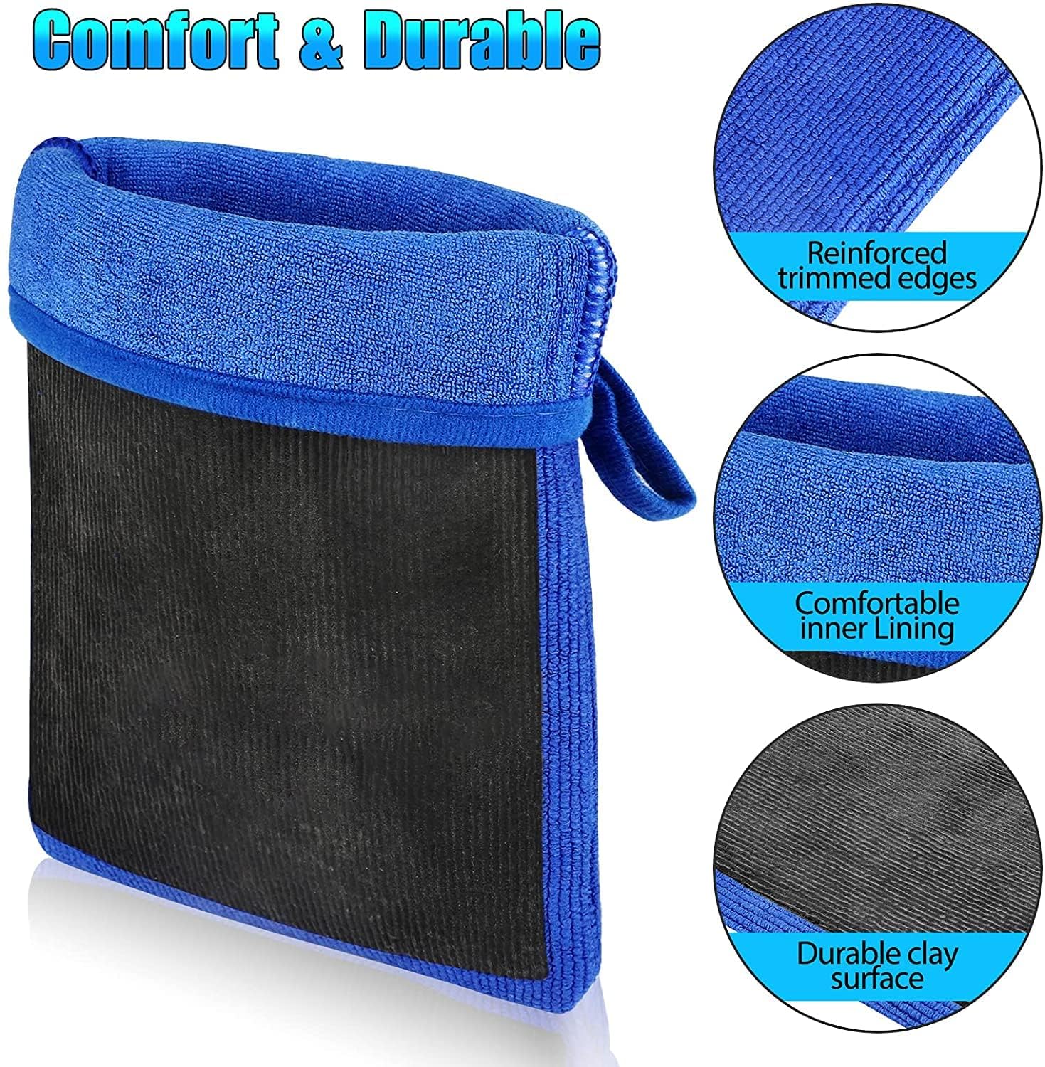 Linkstyle 2-Pack Medium Grade Detailing Clay Mitts for Cars - Auto Clay Bar Wash Mitt for Surface Prep & Paint Correction - Perfect for Car Detailing, Waxing & Ceramic Coating Prep