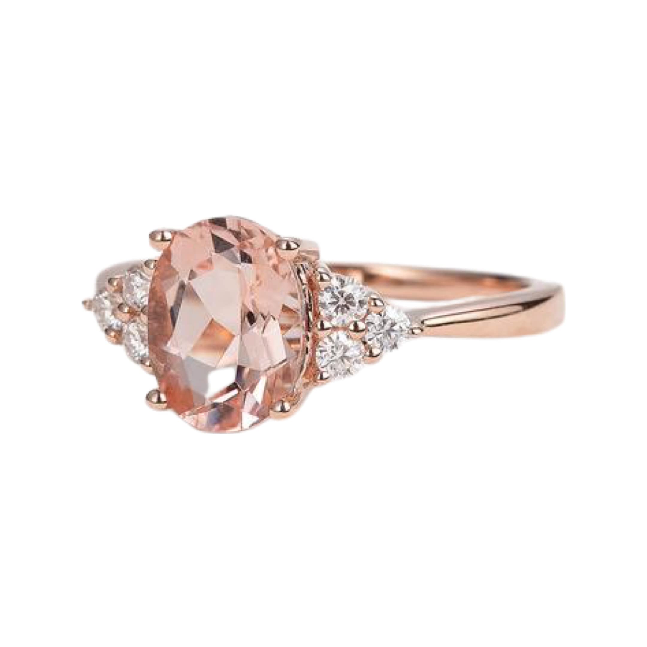 Morganite Engagement Ring for Women - 14K Rose Gold & Sterling Silver Oval Cut Morganite Jewelry - Perfect for Proposals, Anniversaries & Special Occasions