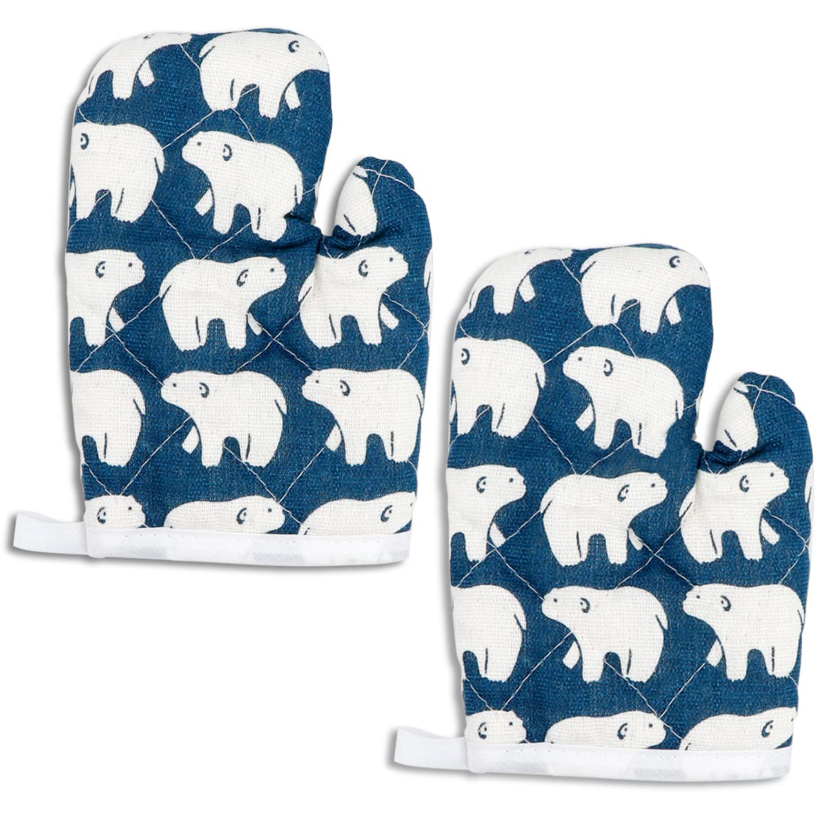 DOERDO 2 Pack Heat Resistant Kids Oven Mitts for Children Ages 4-12, Polar Bear Design (7