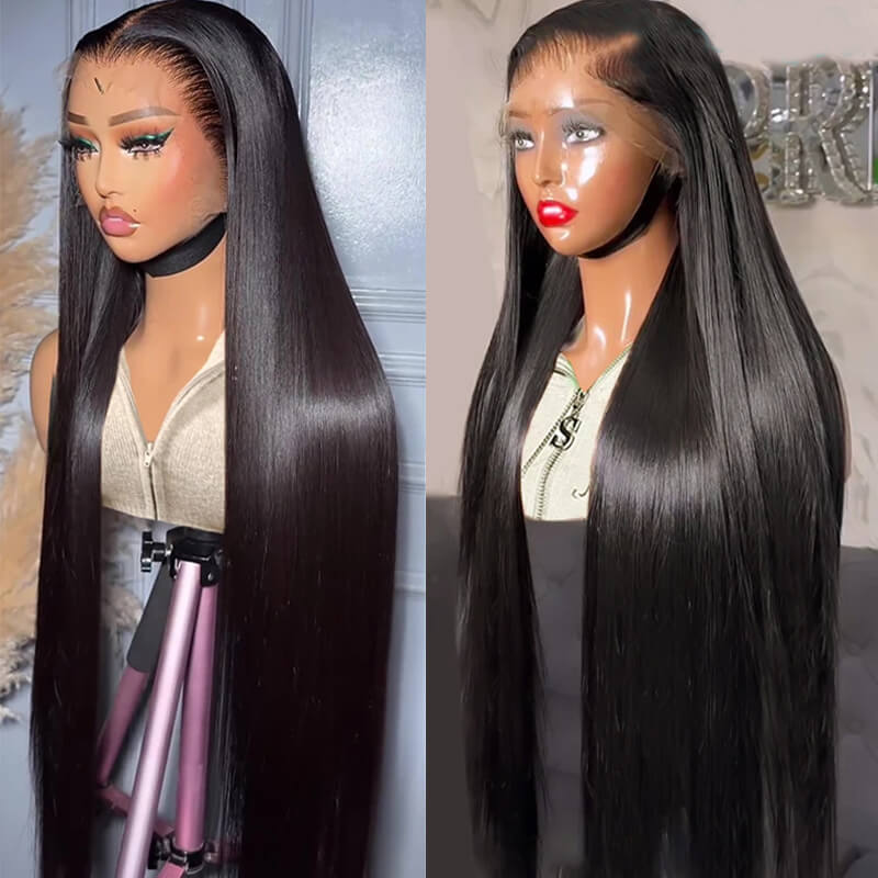 Eullair 13x4 Transparent Lace Front Wig - 100% Human Hair Straight Wig with Undetectable Lace for Natural Look | Perfect for Daily Wear, Cosplay, and Special Occasions
