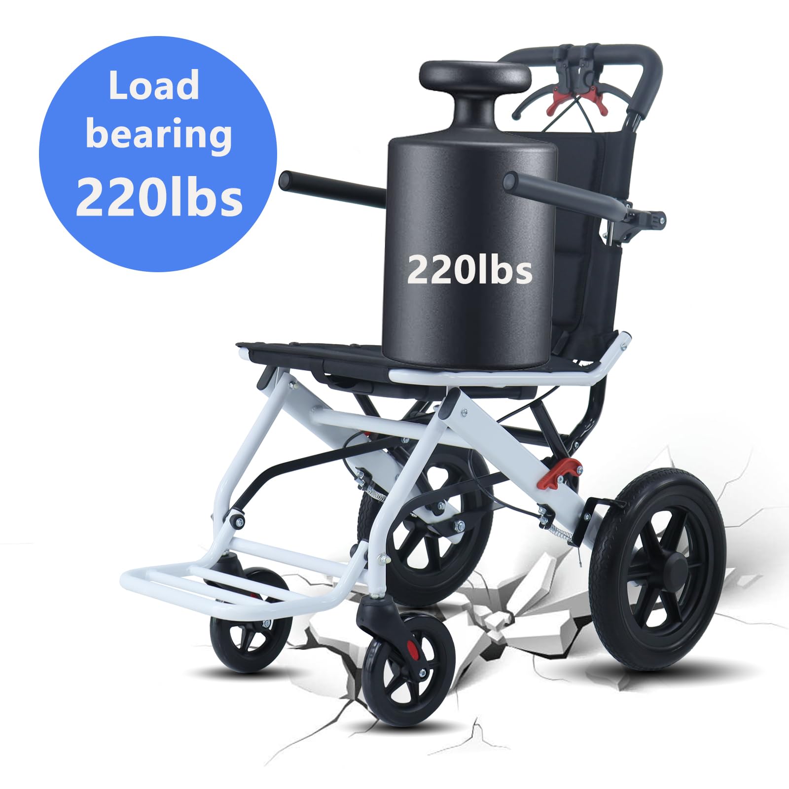 Ultralight Transport Wheelchair for Adults & Elderly - Foldable Portable Travel Wheelchair with Hand Brake | Perfect for Airplane Boarding, Hospital Visits & Daily Mobility