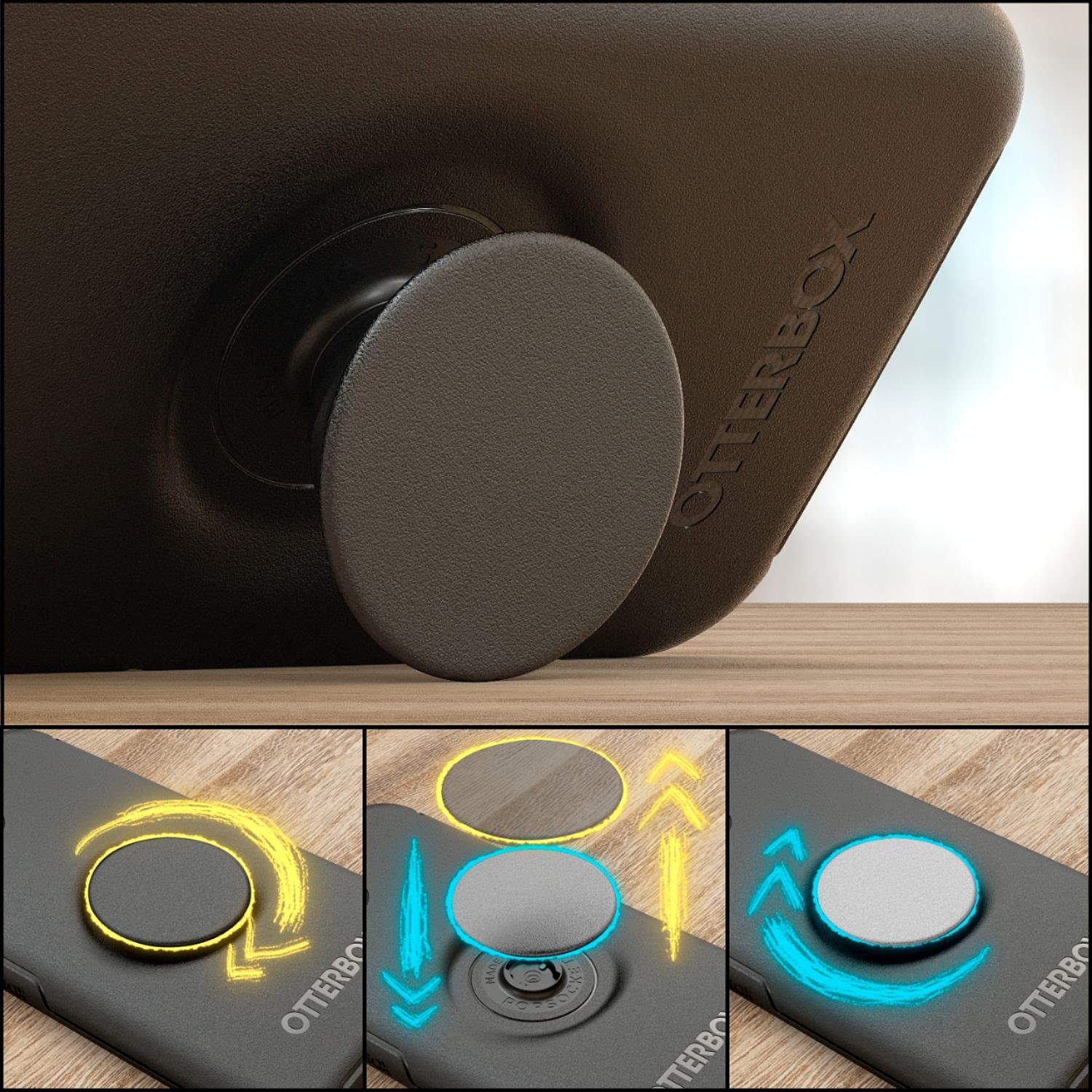 OtterBox Symmetry Series Case with PopGrip for iPhone 12 & iPhone 12 Pro - Black | Shockproof Protective Phone Cover | Perfect for Everyday Use, Travel & Outdoor Activities