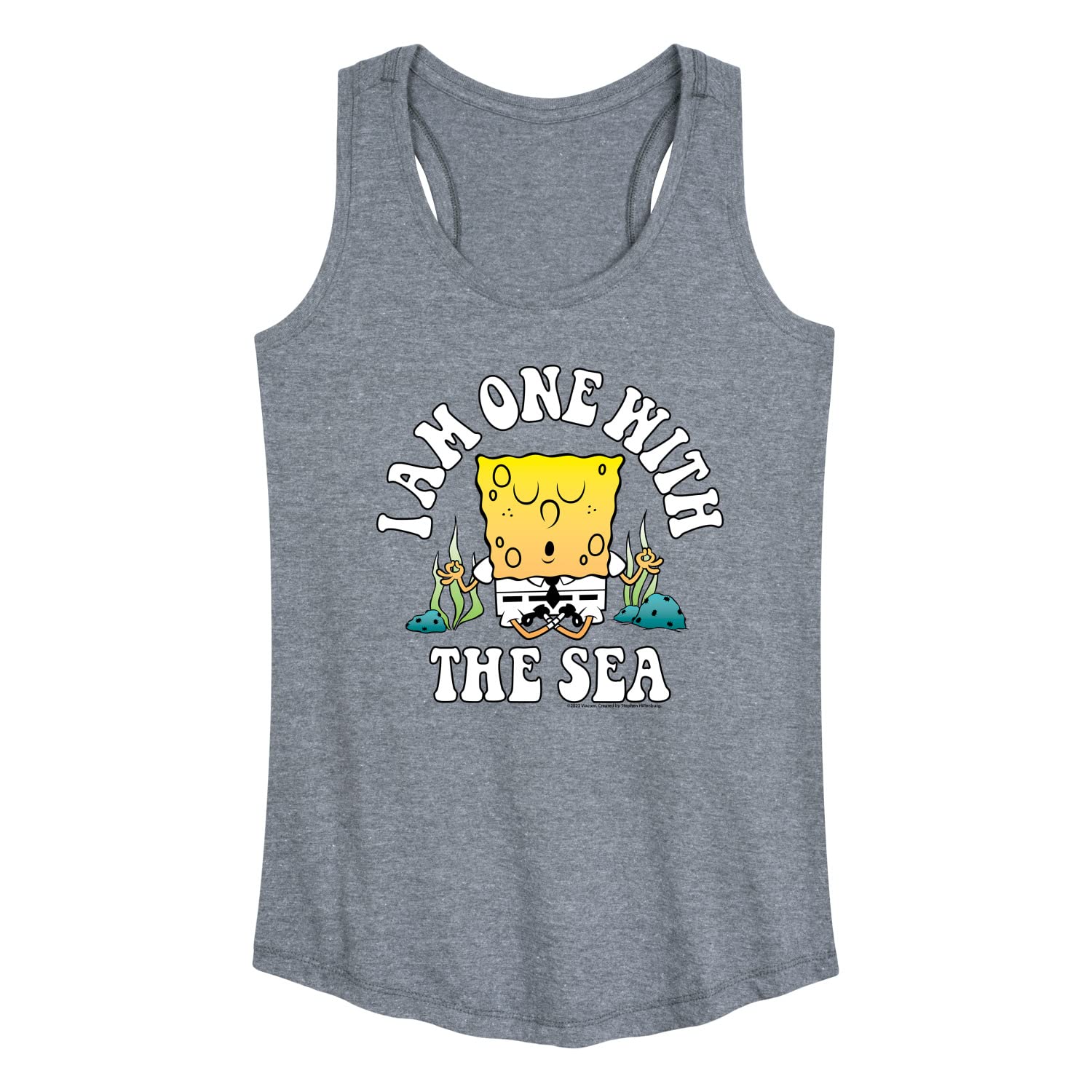 Spongebob SpongePants 'I'm One with The Sea' Women's Racerback Tank Top - Soft Hybrid Apparel - Perfect for Beach Days, Summer Outfits & Cartoon Lovers