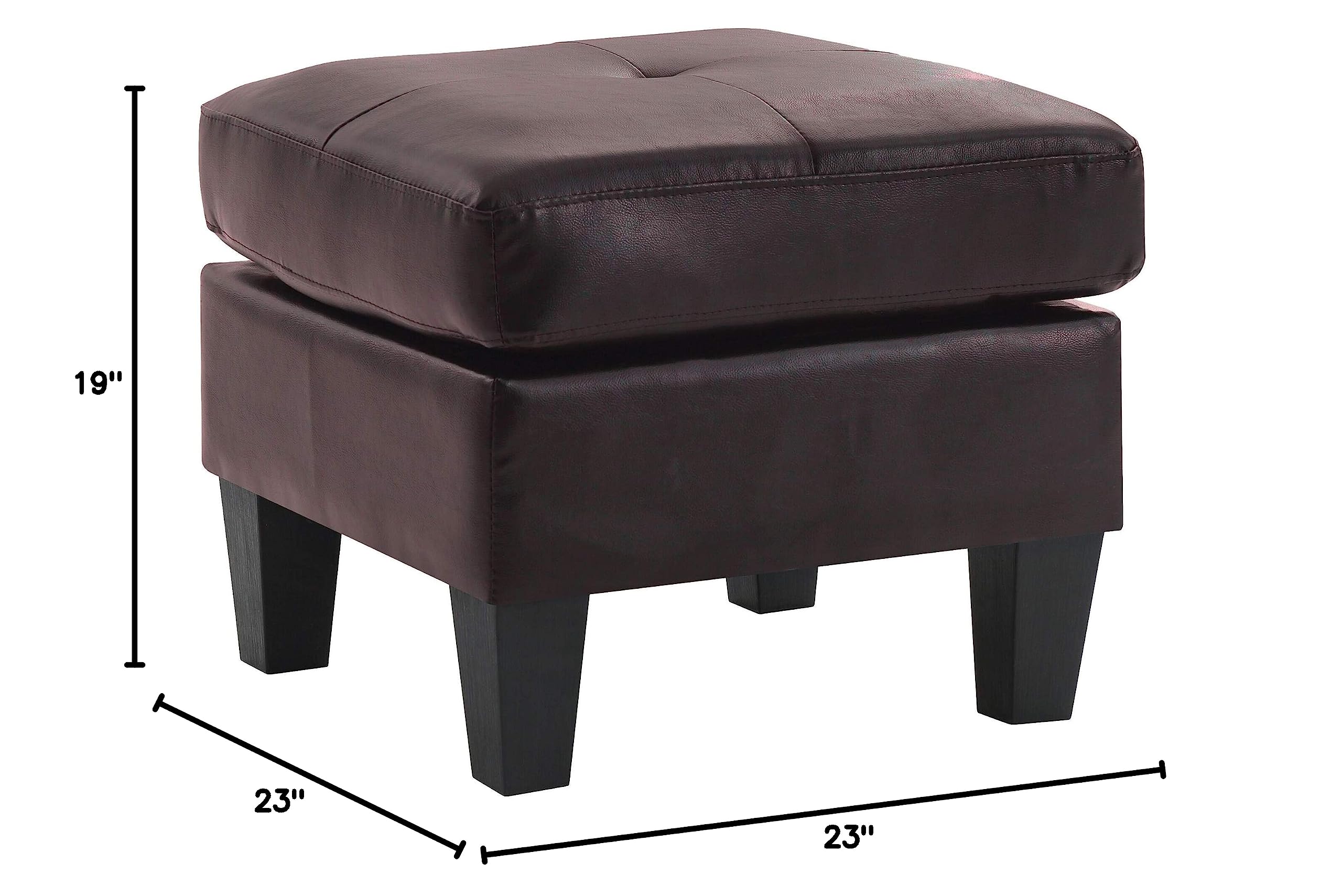 Glory Furniture Newbury Gray Faux Leather Ottoman - Stylish Footrest & Extra Seating for Living Room, Bedroom, or Office