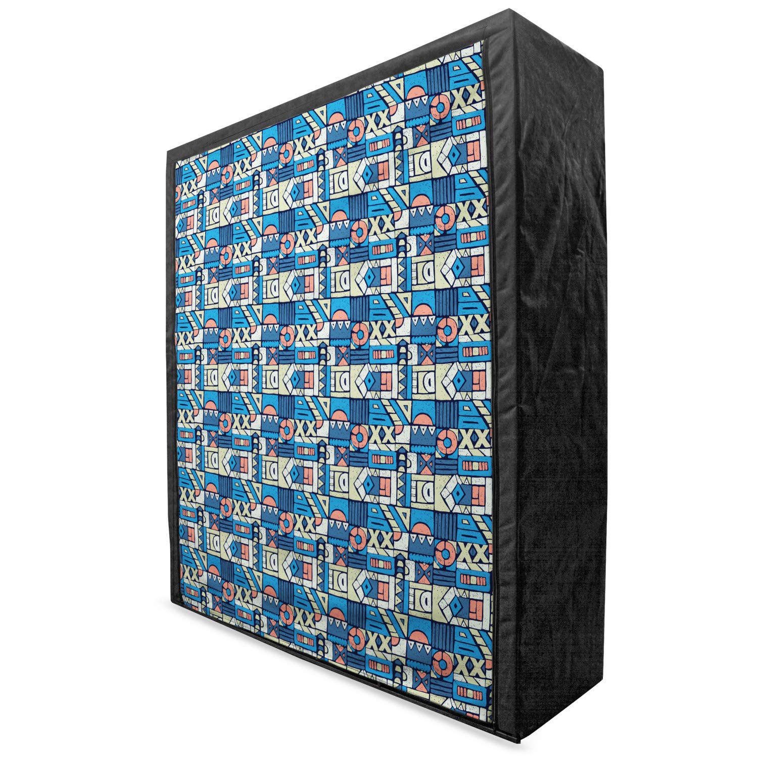 Ambesonne Ethnic Portable Fabric Wardrobe with Folk Traditional Hand-Drawn Motifs - 59