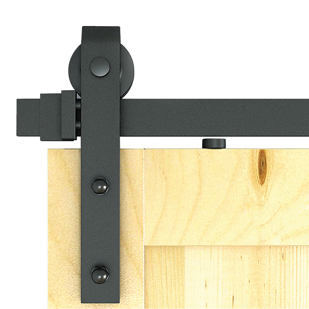 1.8m Sliding Barn Door Hardware Kit - Heavy Duty Black Steel Track & Rollers for Rustic Home & Office Doors | DIY Installation, Space-Saving Solution for Bedrooms, Closets & Room Dividers