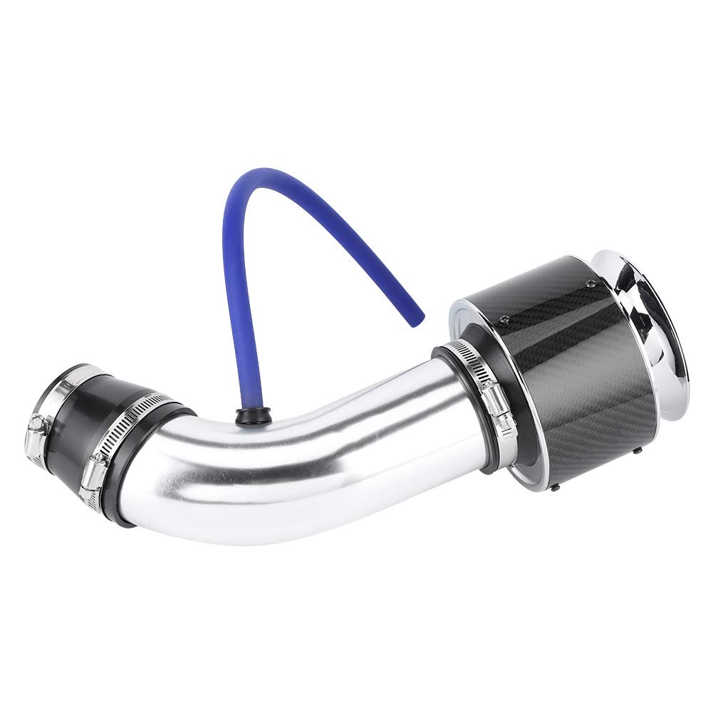 Universal Cold Air Intake System - Aluminum Alloy Turbo Air Filter with Silver Tube for Cars - Small Size | Performance Boost & Fuel Efficiency | Perfect for Street Racing & Daily Commuting