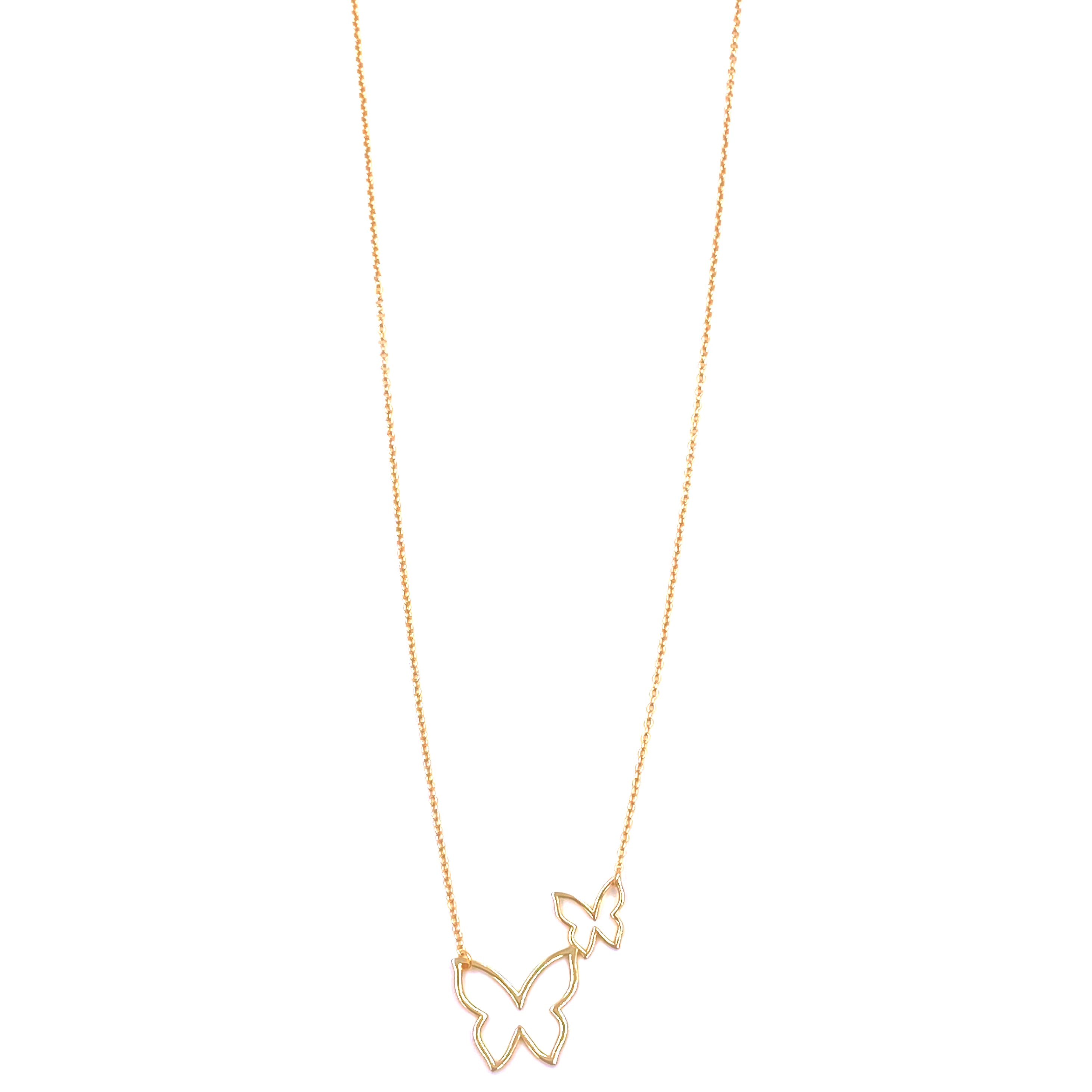 Sterling Silver Gold Plated Double Butterfly Pendant Necklace for Women - Elegant Layered Jewelry for Parties, Weddings & Everyday Wear