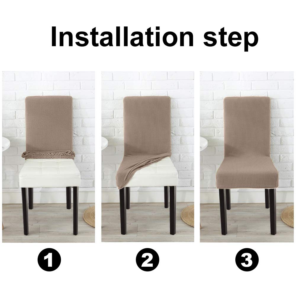 Northern Brothers Stretch Dining Chair Slipcovers - Set of 8 Khaki Parsons Chair Covers for Dining Room Furniture Protection | Perfect for Home Decor, Kitchen, Restaurant & Office Use