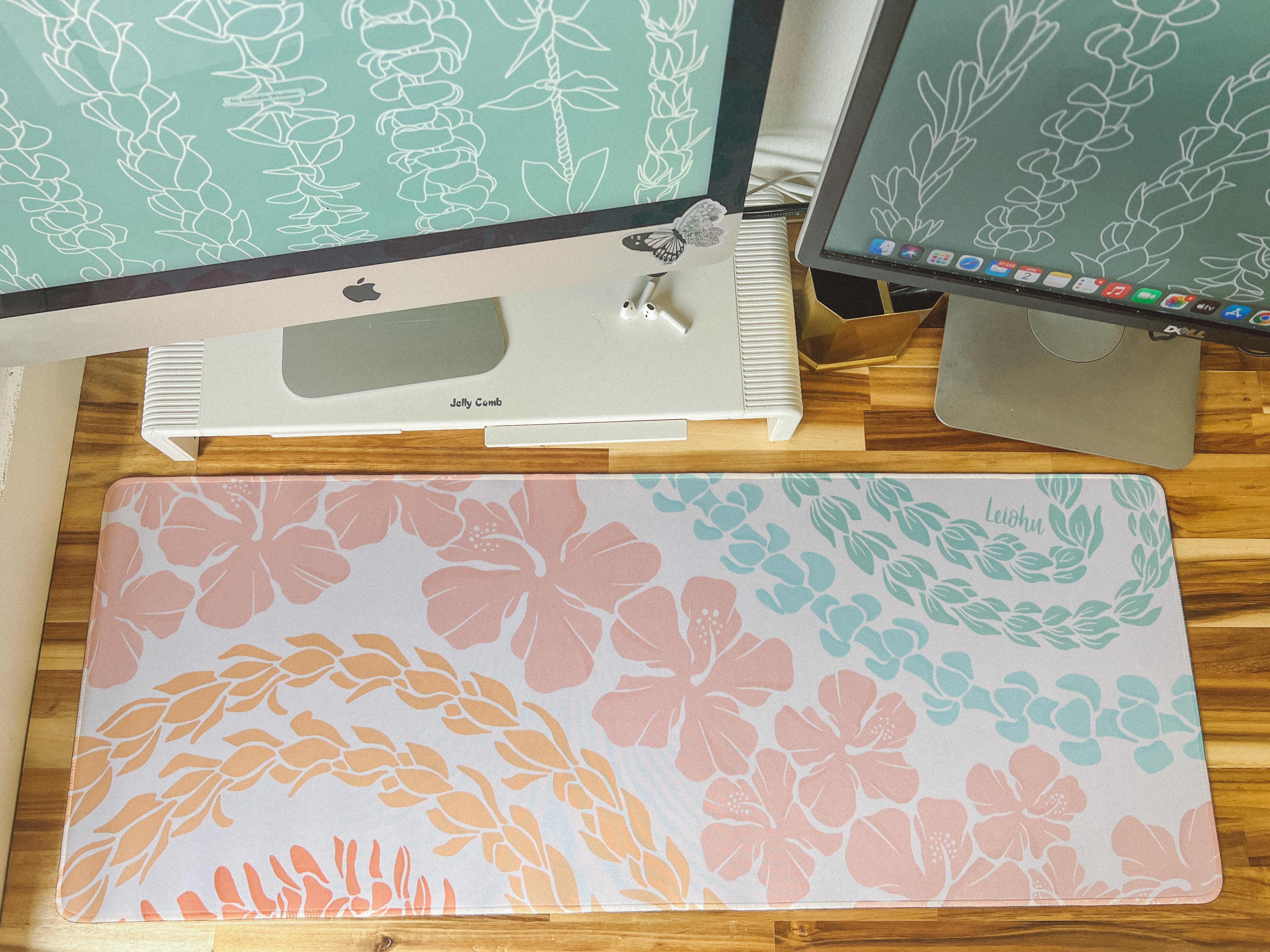 Groovy Lei Desk Mat - Non-Slip Office Desk Pad for Keyboard & Mouse - Perfect for Work, Gaming & Home Office (Black, 36x18 Inches)