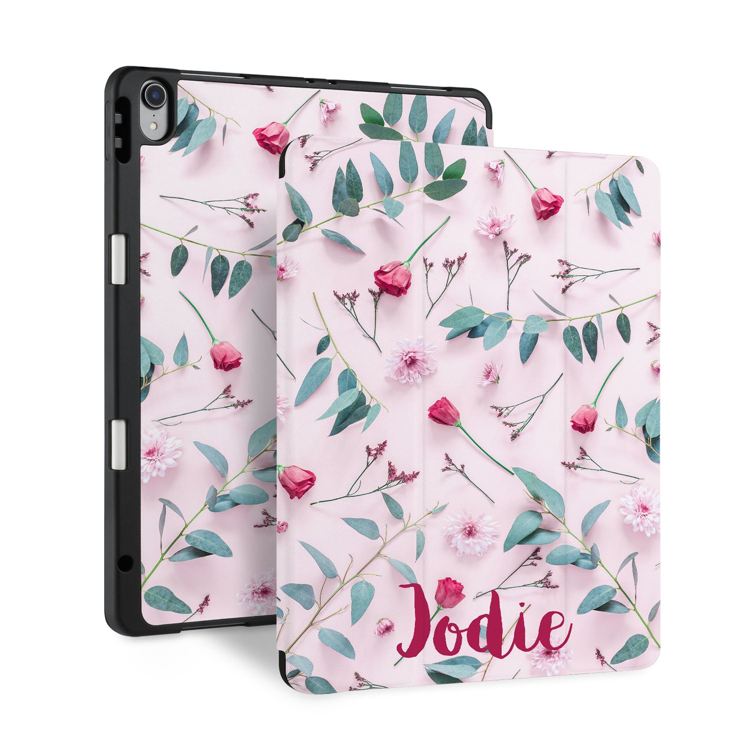 Premium iPad Trifold Case with Flat Flower Design - Slim Protective Cover for iPad Air/Pro, Stand & Auto Sleep/Wake - Perfect for Work, Travel & Home Use