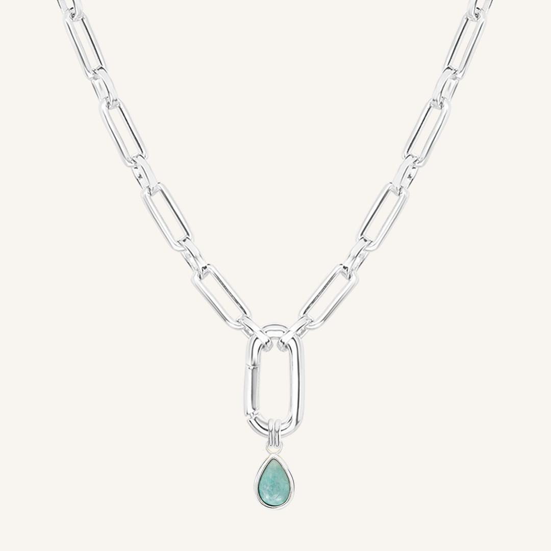 Amazonite Gemstone Charm Necklace for Women - Healing Crystal Jewelry for Positive Energy & Stress Relief - Perfect for Meditation, Yoga & Spiritual Gifts