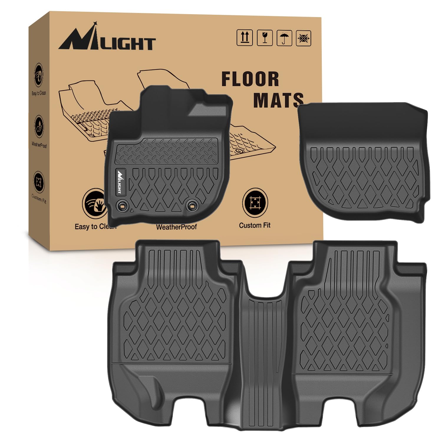 Nilight Custom Fit All-Weather TPE Floor Mats for Honda HR-V (HRV) 2016-2022 - Heavy Duty Car Floor Liners - Perfect for Rain, Snow, Mud & Everyday Protection