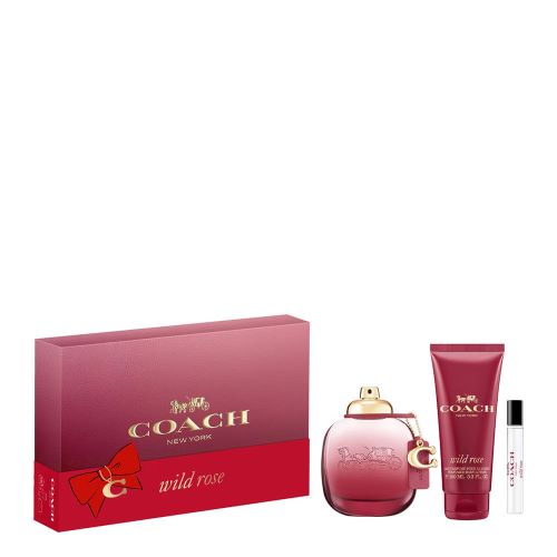 Coach Wild Rose 3-Piece Gift Set for Women - Perfume, Body Lotion & Shower Gel - Perfect Birthday, Anniversary & Valentine's Day Present - Luxury Floral Fragrance Gift Box
