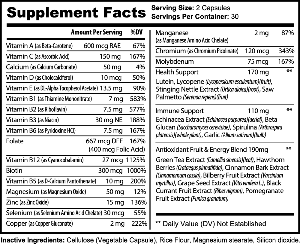 Complete Multivitamin with Herbal Support - Premium Daily Supplement for Immune & Energy Boost - Ideal for Busy Professionals & Active Lifestyles