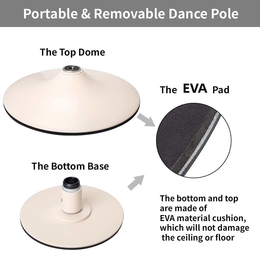 45mm Spinning Portable Dance Pole for Home - Extendable Pole Dancing Kit for Bedroom, Studio & Fitness, Perfect for Beginners & Professionals
