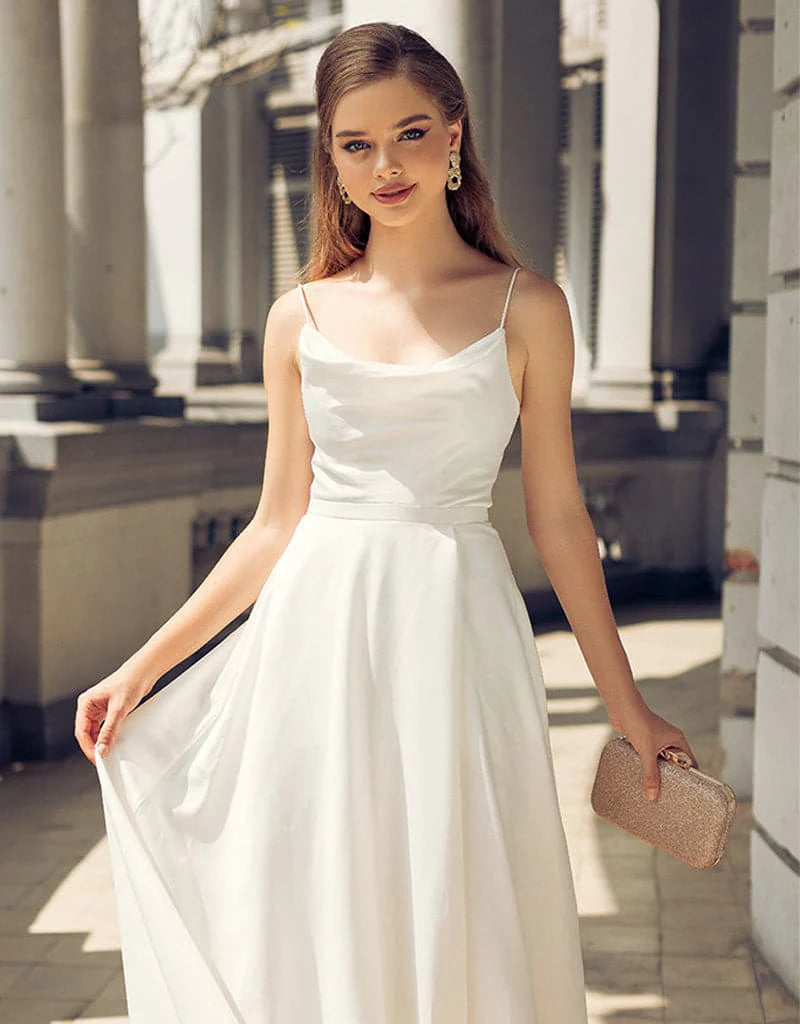 Elegant Diamond Cowl Neck Wrap Gown - Women's Formal Evening Dress for Parties, Weddings & Special Occasions