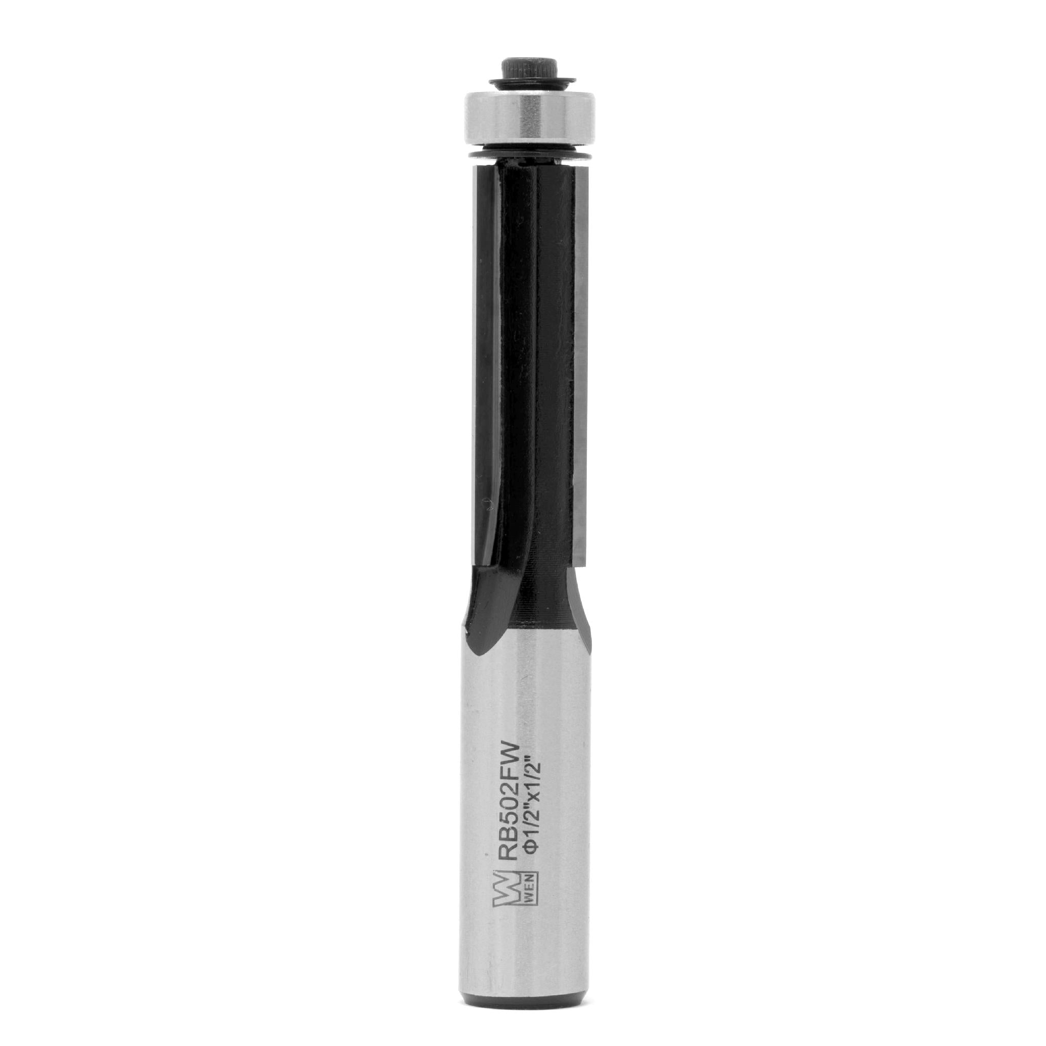 WEN RB502FW 1/2 Inch Flush Trim 3 Wing Carbide Tipped Router Bit with 1/2 Inch Shank - Perfect for Woodworking, Cabinet Making, and DIY Projects