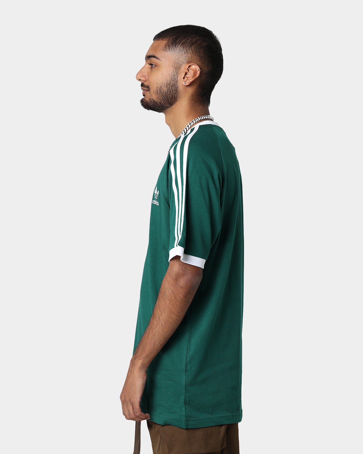 Adidas Adicolor Classic 3 Stripes T-Shirt for Men - Collegiate Green Cotton Tee | Casual Wear, Street Style & Everyday Outfits