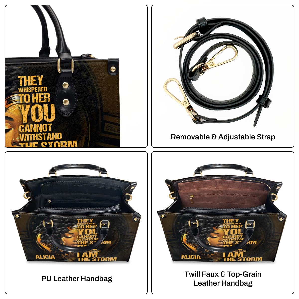 Personalized Leather Handbag for Women - Luxury Crossbody Purse for African American Women | Perfect Christmas Gift, Birthday Present & Everyday Fashion Accessory