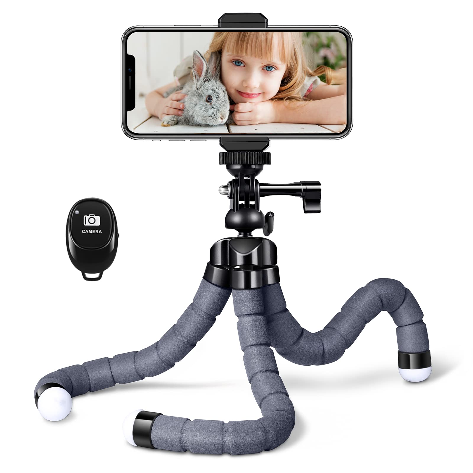 SKYBD Flexible Phone Tripod Stand with Wireless Remote & Universal Phone Holder - Portable Mini Travel Tripod for iPhone, Android, Cameras - Perfect for Vlogging, Selfies, Live Streaming & Outdoor Photography
